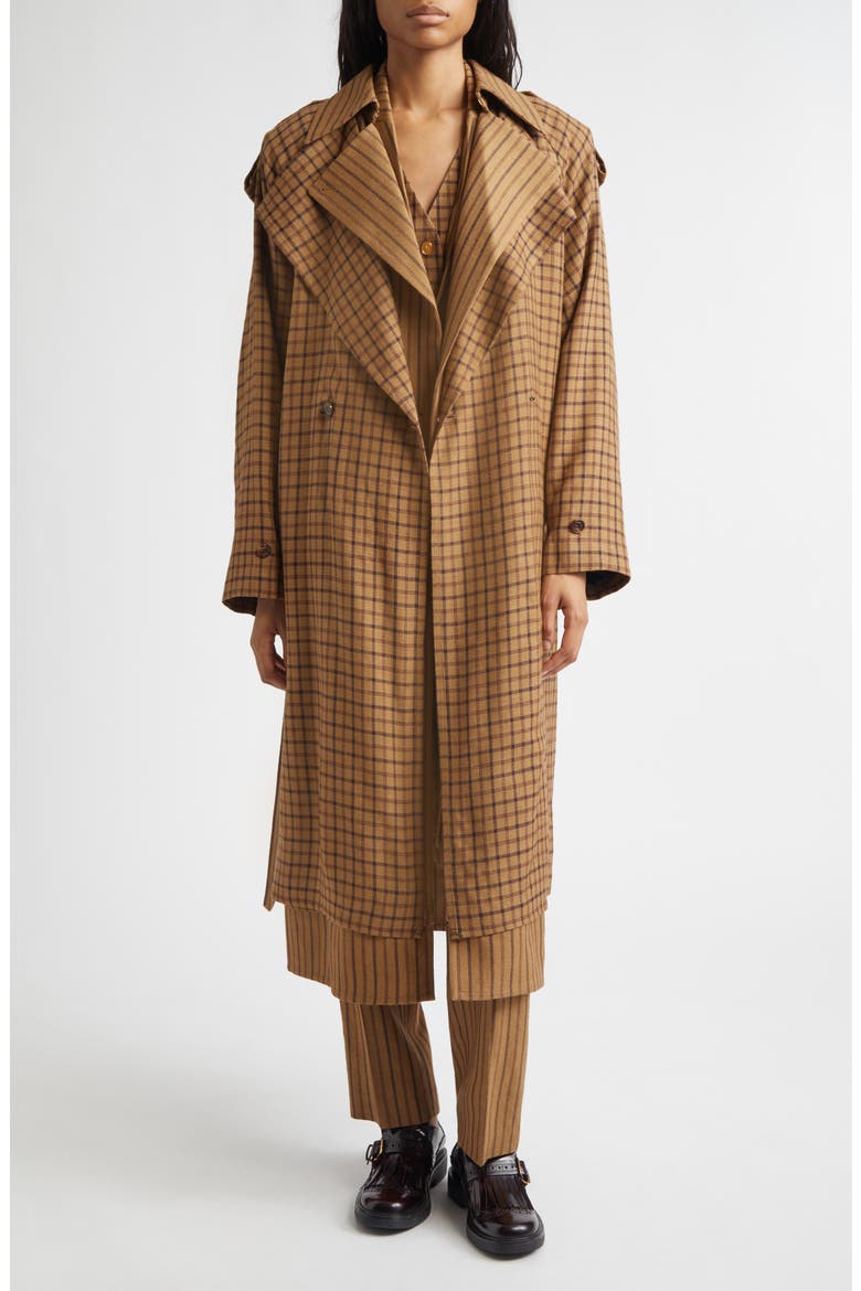 Layered Belted Wool Blend Coat, Alternate, color, BEIGE VIRGIN WOOL BLEND