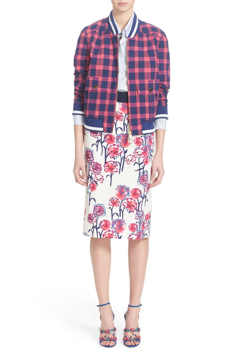 Tanya Taylor Textured Garden Print Pencil Skirt, Alternate, color, 