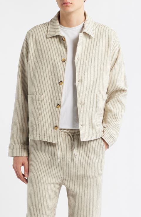 Sorrento Pinstripe Cotton & Linen Button-Up Overshirt