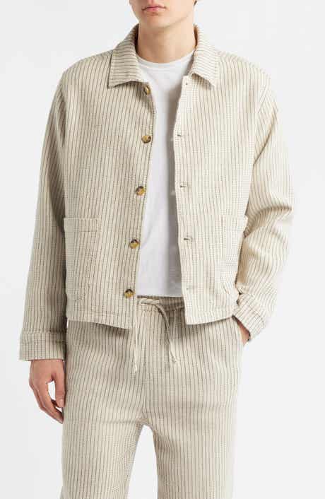 Sorrento Pinstripe Cotton & Linen Button-Up Overshirt