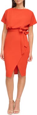 Kensie Tie Front Blouson Dress