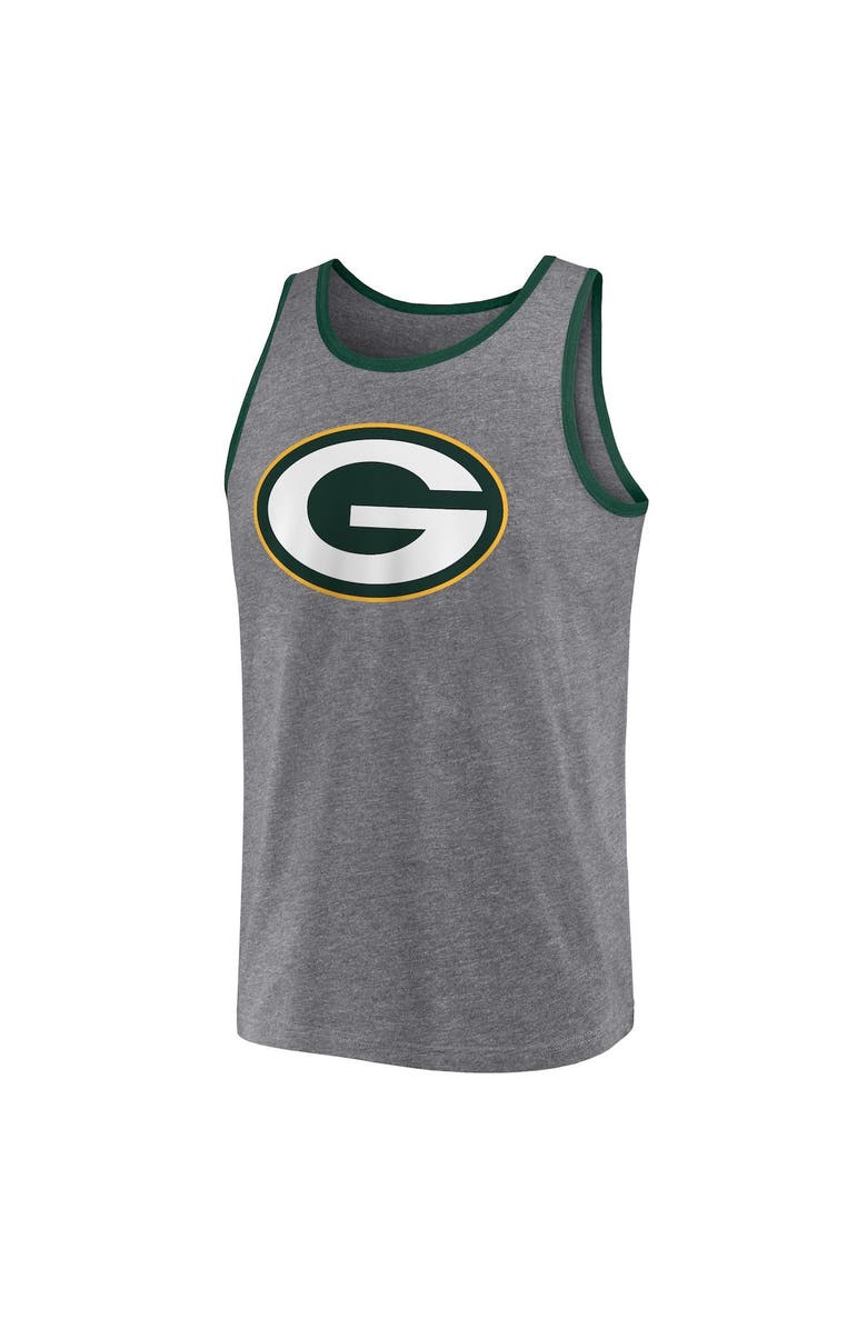 FANATICS Men's Fanatics Branded Heather Gray Green Bay Packers Primary Tank Top, Alternate, color,