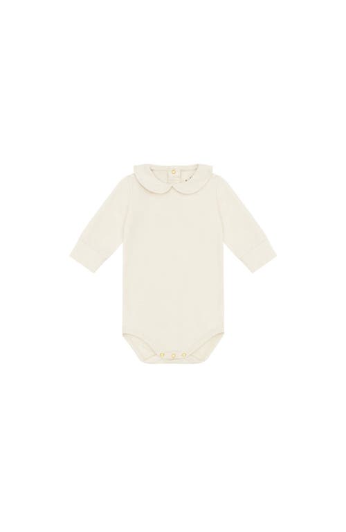 Vild House of Little LS Organic Cotton Collared Bodysuit in Ecru-No Dye at Nordstrom, Size 18-24M
