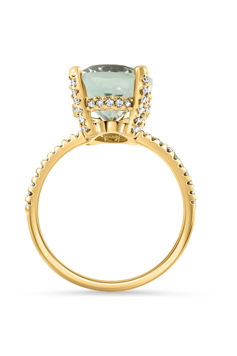 5 3/4Ct Oval Green Amethyst Diamond Side Halo Ring 14k Gold Lab Grown, Alternate, color, 14k Yellow Gold
