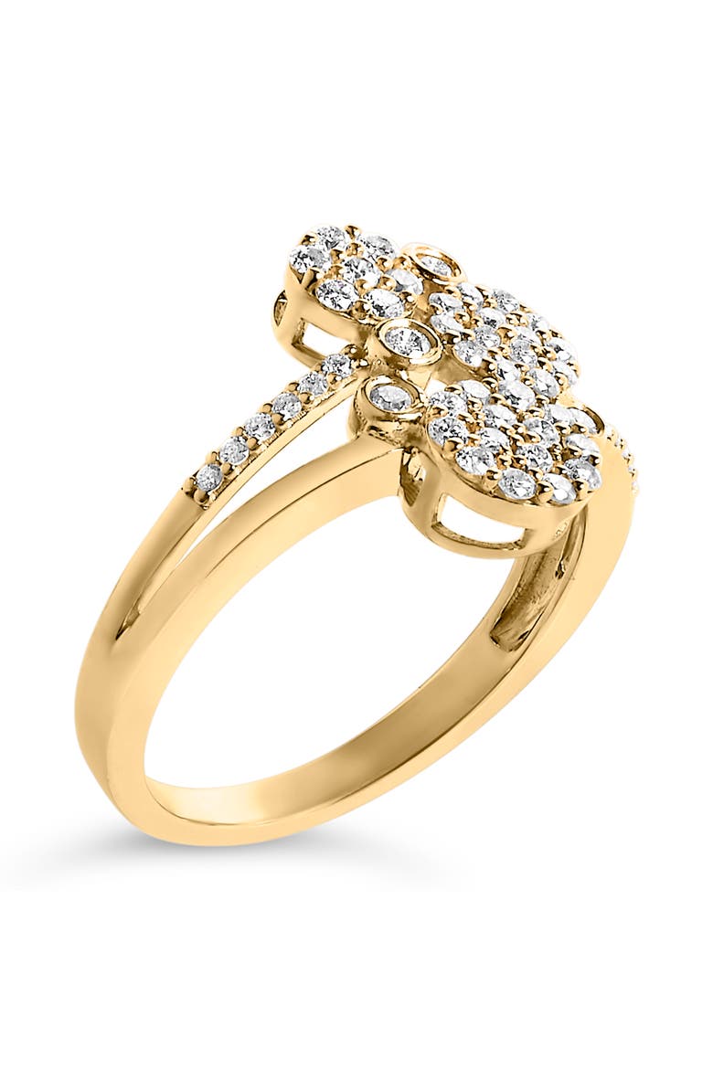 Silver 1/2 Cttw Diamond Scatter Composite Bypass Ring, Alternate, color, Yellow