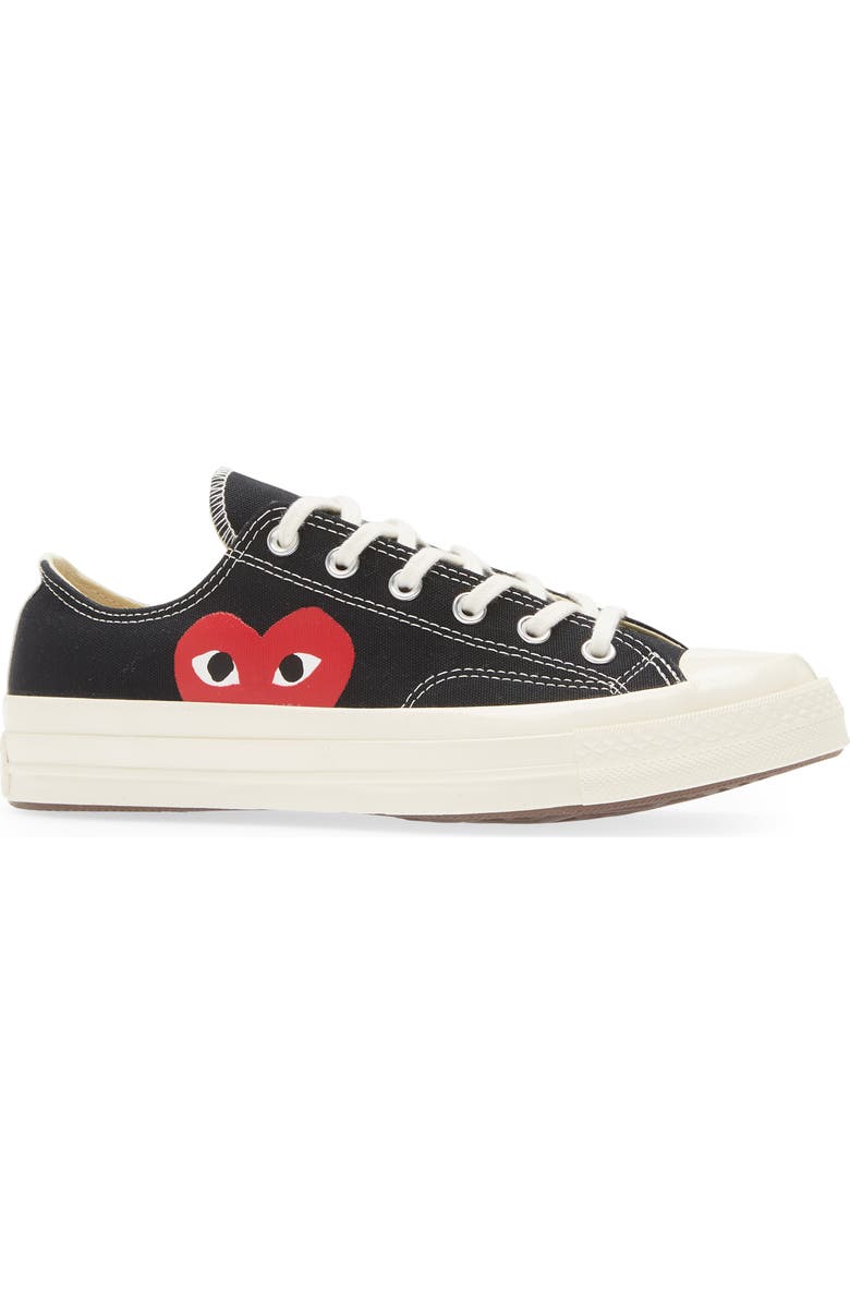 Comme des Garçons PLAY x Converse Chuck Taylor<sup>®</sup> Hidden Heart Low Top Sneaker, Alternate, color, Black
