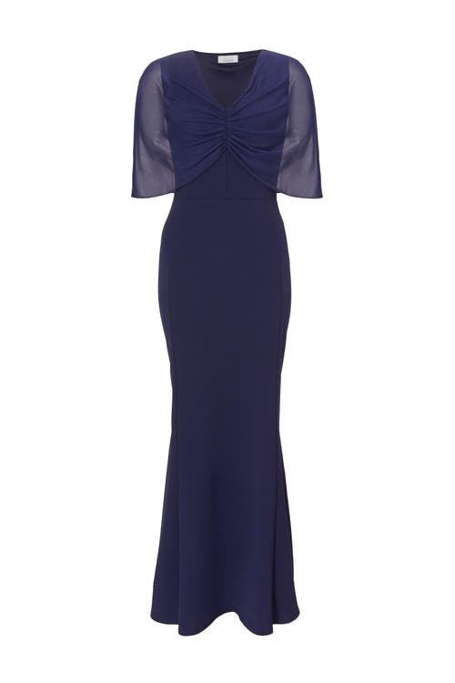Quiz Scuba Crepe Maxi Dress With Mesh Cape