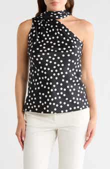Renee C Scarf Detail One Shoulder Top