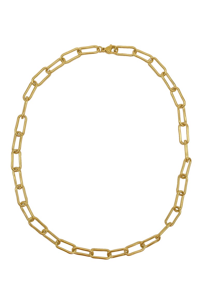 14K Gold Plated Water Resistant Paper Clip Chain Necklace, Alternate, color, YELLOW