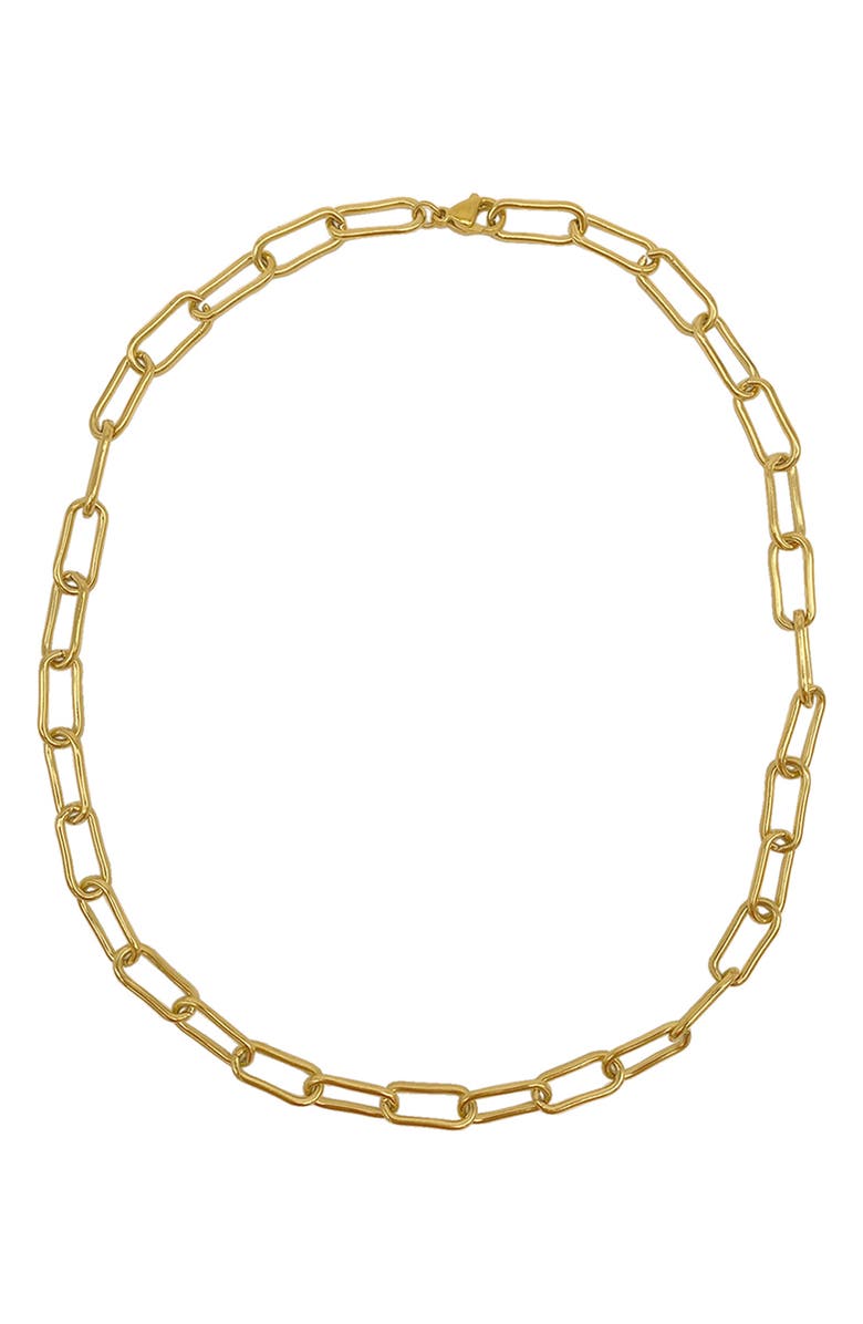 Adornia 14K Gold Plated Water Resistant Paper Clip Chain Necklace, Alternate, color, Yellow