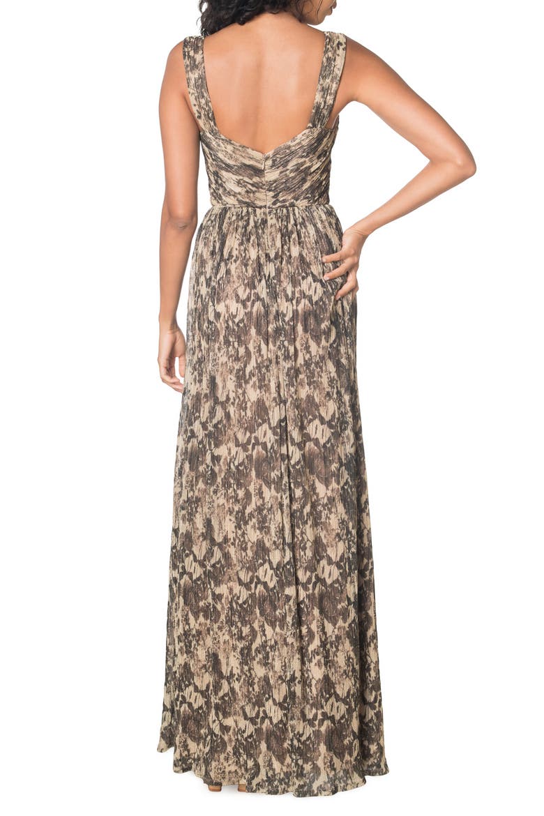 Mirabella Cutout Evening Gown, Alternate, color, BLACK MULTI/ TAN