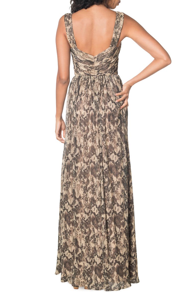 Dress the Population Mirabella Cutout Evening Gown, Alternate, color, Black Multi/ Tan