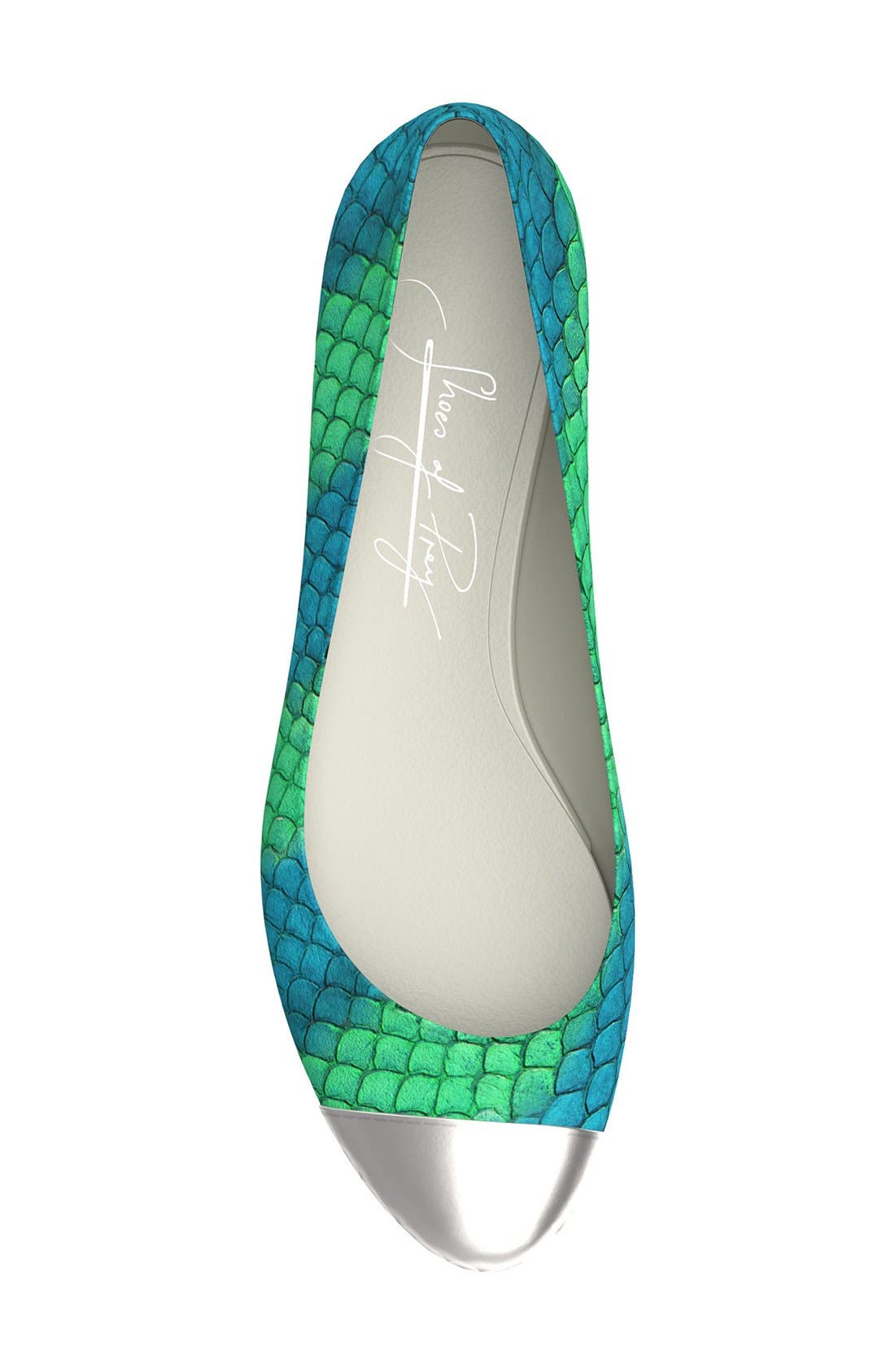 Cap Toe Fish Scale Ballet Flat, Alternate, color, BLUE/ LIGHT GREEN FISH