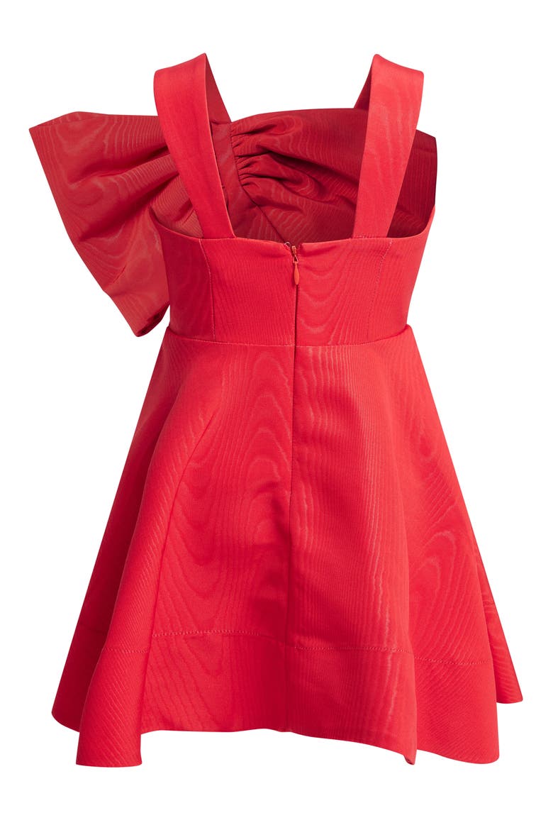 Kids' Stefania Bow Jacquard Party Dress, Alternate, color, FIRE RED