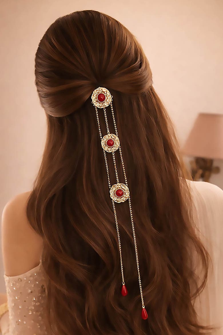 Scarlet Cascade Hair Chain, Alternate, color, Gold
