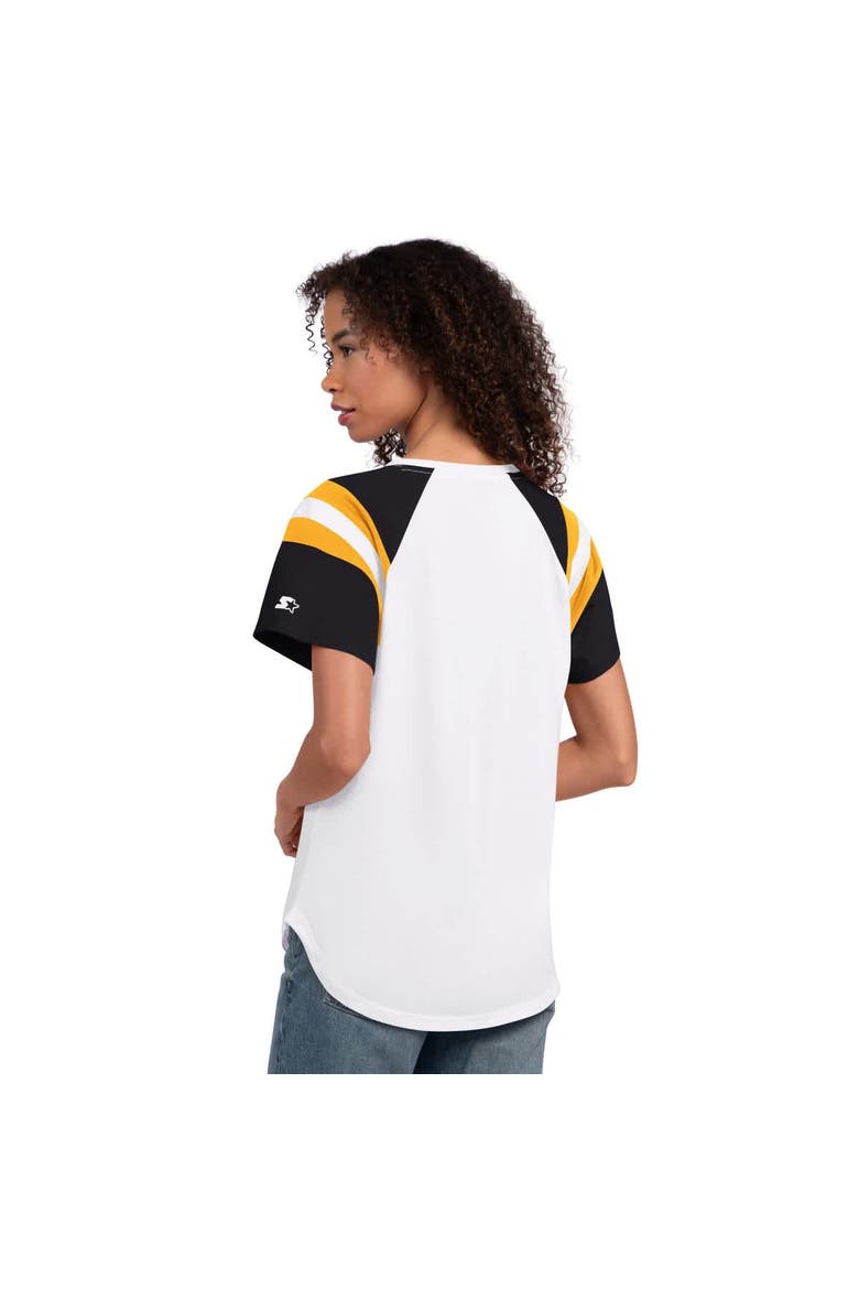 Women's Starter  White Pittsburgh Steelers Game On Notch Neck T-Shirt, Alternate, color, White