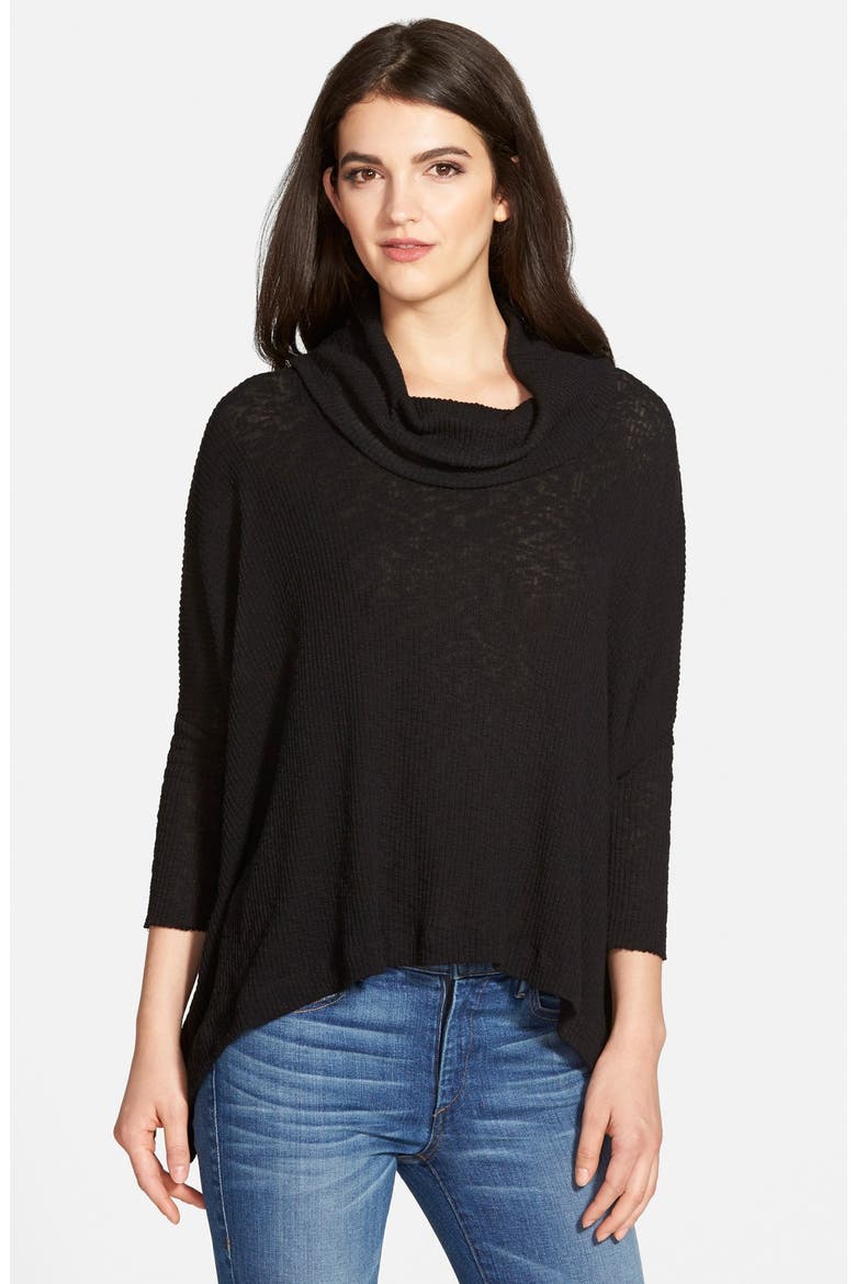 'World Traveler' Cowl Neck Pullover, Main, color, BLACK
