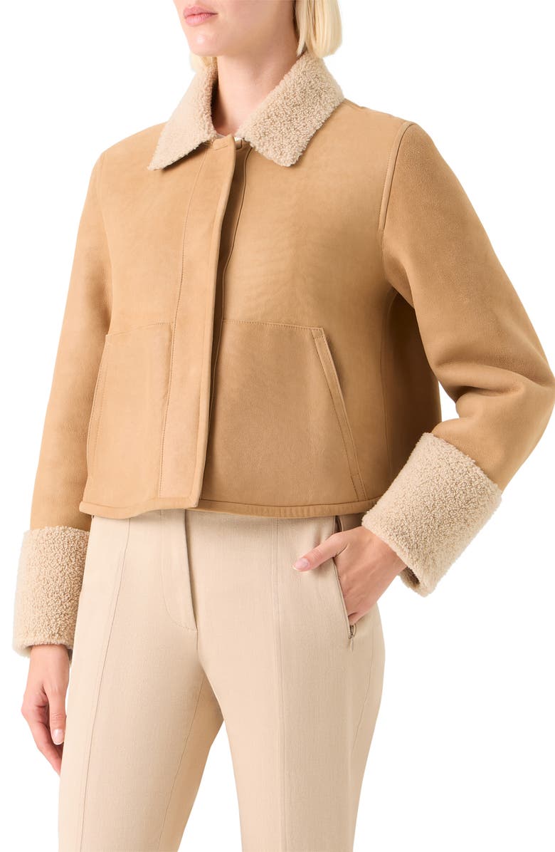 Akris Cady Reversible Genuine Shearling Jacket, Alternate, color, Beige