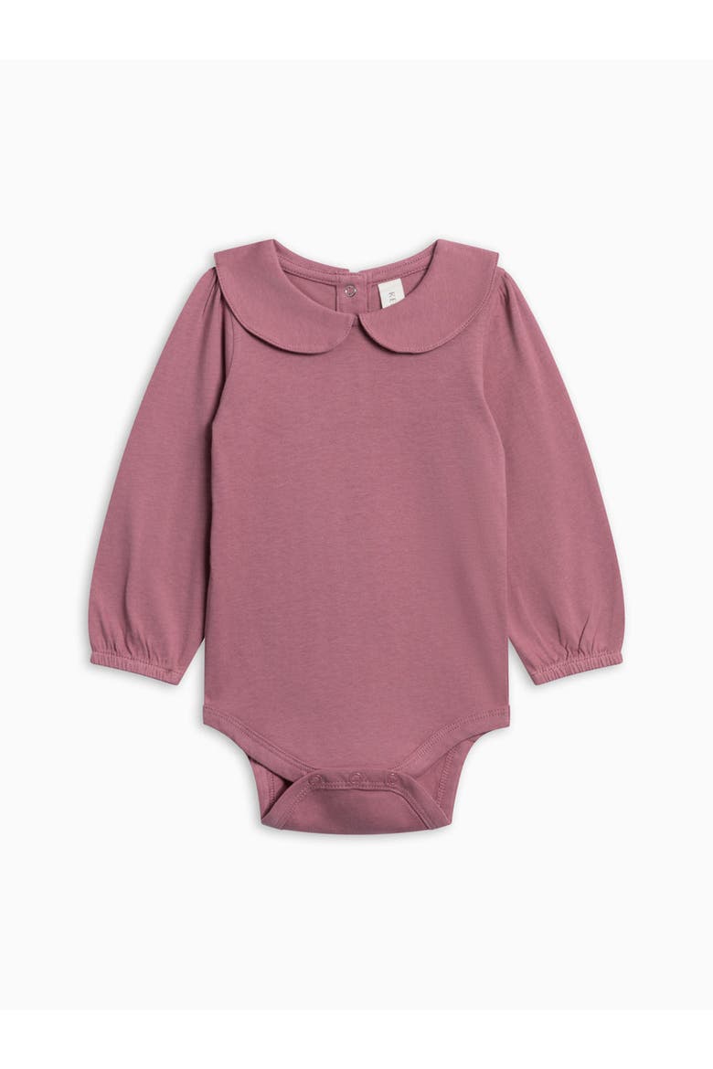 Organic Peggy Peter Pan Collared Bodysuit, Alternate, color, Bloom