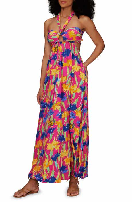 DVF Floral Cutout Halter Maxi Dress