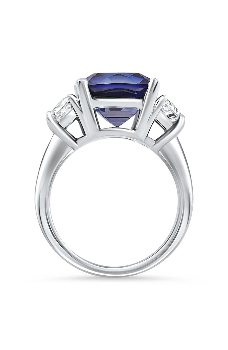 Bliss Diamond 8.50Ct TW Cushion Blue Sapphire & Diamond 3-Stone Ring 14k Gold Lab Grown, Alternate, color, 14K White Gold