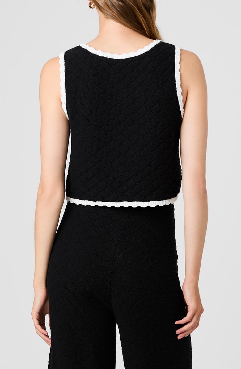 French Connection Teddy Diamond Knit Tank, Alternate, color, Black-Summer White