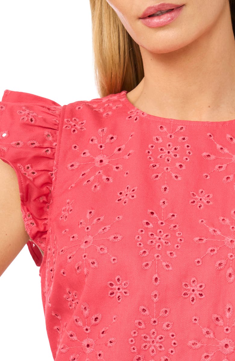 CeCe Ruffle Eyelet Cotton Dress, Alternate, color, 