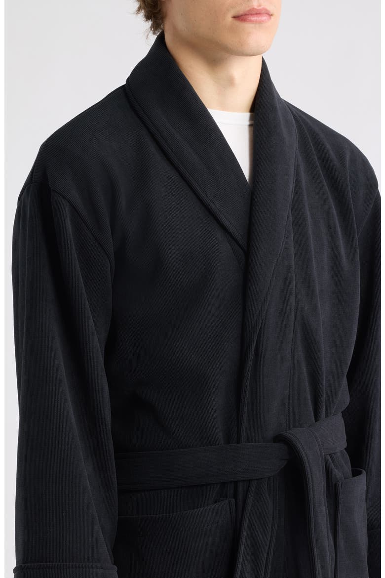Fleece Shawl Collar Robe, Alternate, color, BLACK