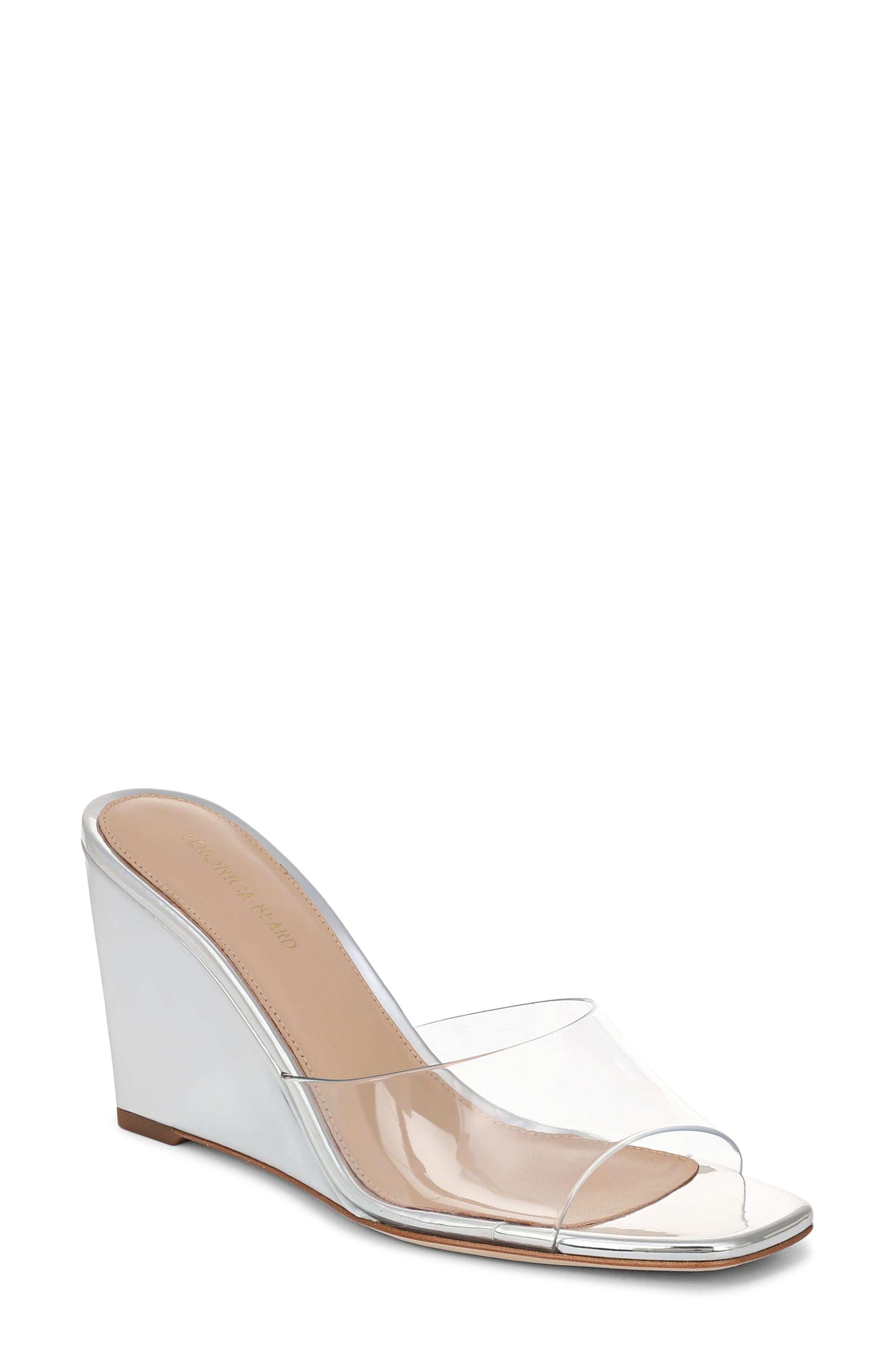 Veronica Beard Asha Wedge Sandal, Main, color, Clear/ Silver