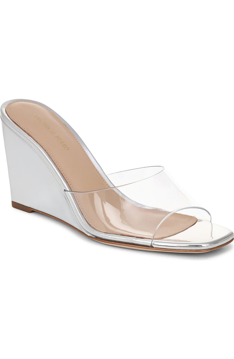 Veronica Beard Asha Wedge Sandal, Main, color, Clear/ Silver