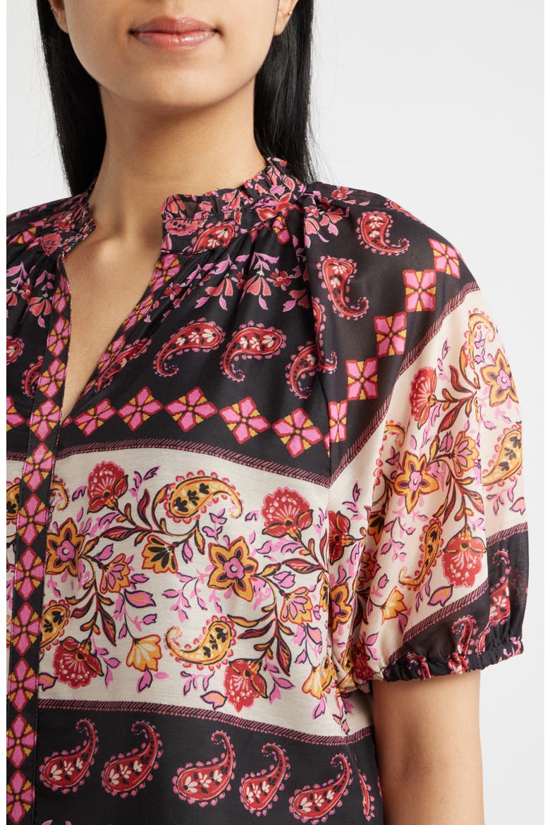 Paisley Floral Print Top, Alternate, color, RICH BLACK
