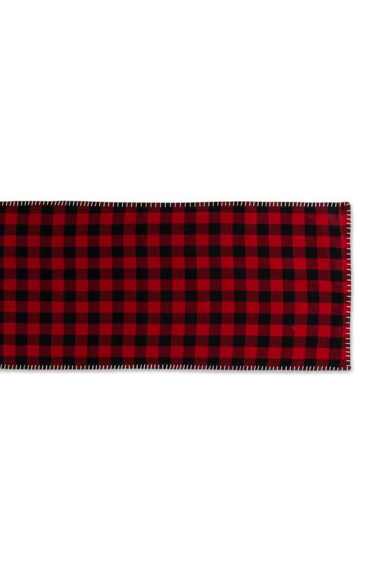 Christmas Buffalo Check Embroidered Table Runner, Alternate, color, Black/Red