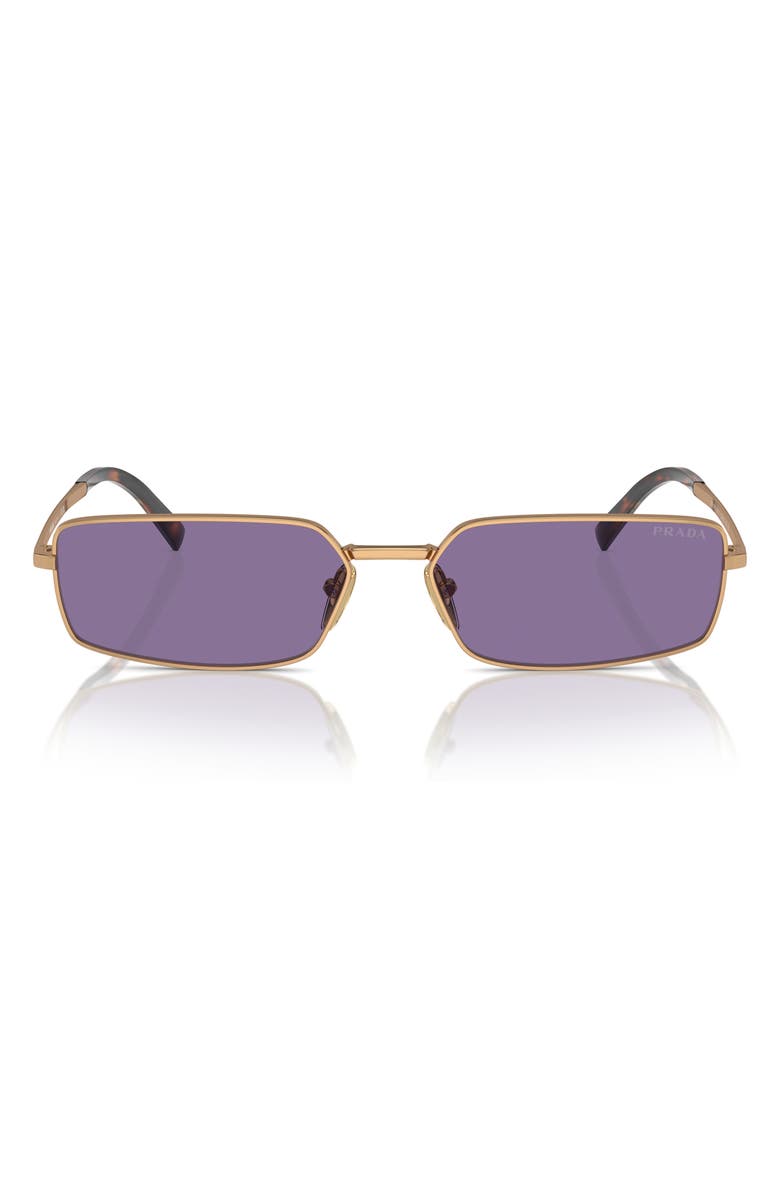 Prada 59mm Rectangular Sunglasses, Alternate, color, Brass/ Purple