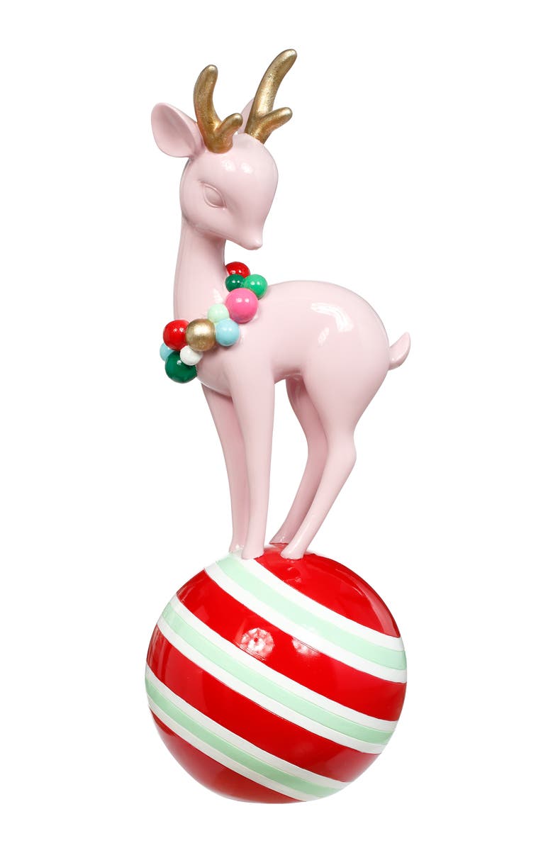 Mark Roberts Deer on Peppermint Ball, Main, color, Light Pink