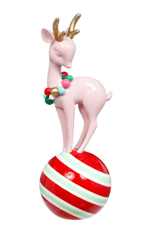 Mark Roberts Deer On Peppermint Ball In Pink