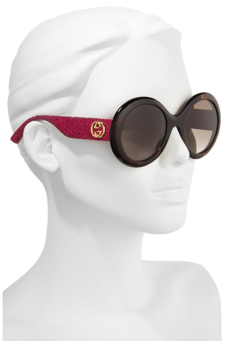 53mm Round Sunglasses, Alternate, color, HAVANA/ BROWN