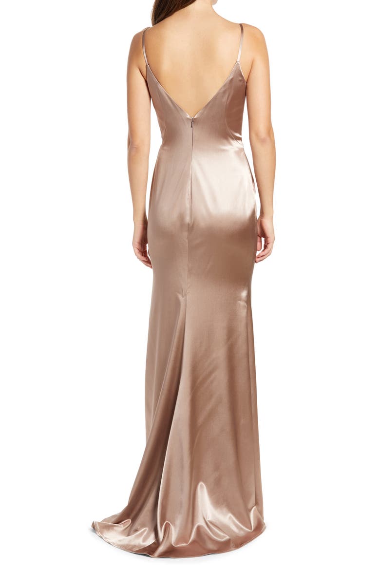 Stretch Satin Trumpet Gown, Alternate, color, NUDE