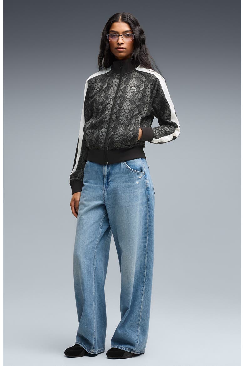 T7 Snake Print Track Jacket, Alternate, color, PUMA BLACK