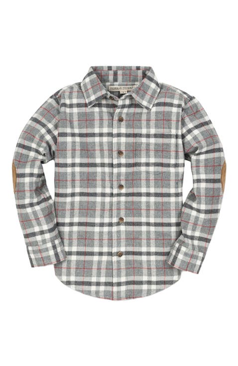 Boys' Organic Flannel Shirt with Elbow Patches, Kids