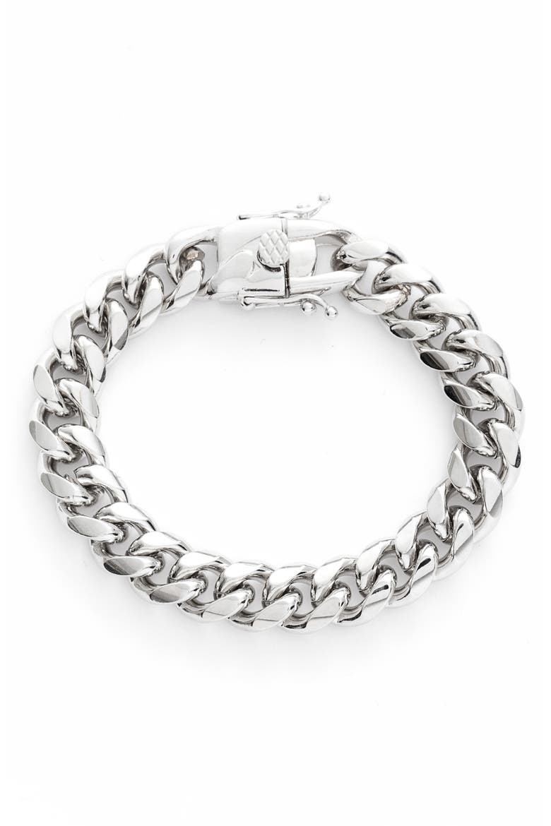 Tori Cuban Chain Bracelet, Main, color, SILVER