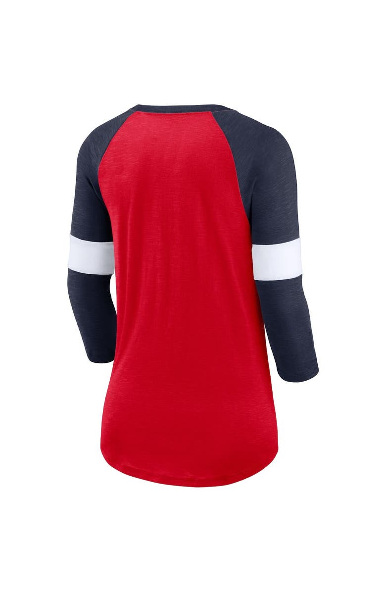 Nike Women's Nike New England Patriots Heather Red/Heather Navy Football Pride Raglan 3/4-Sleeve T-Shirt, Alternate, color, 
