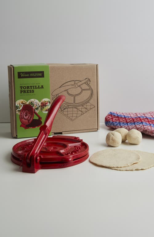 Verve Culture Red Cast Iron Tortilla Kit In Red