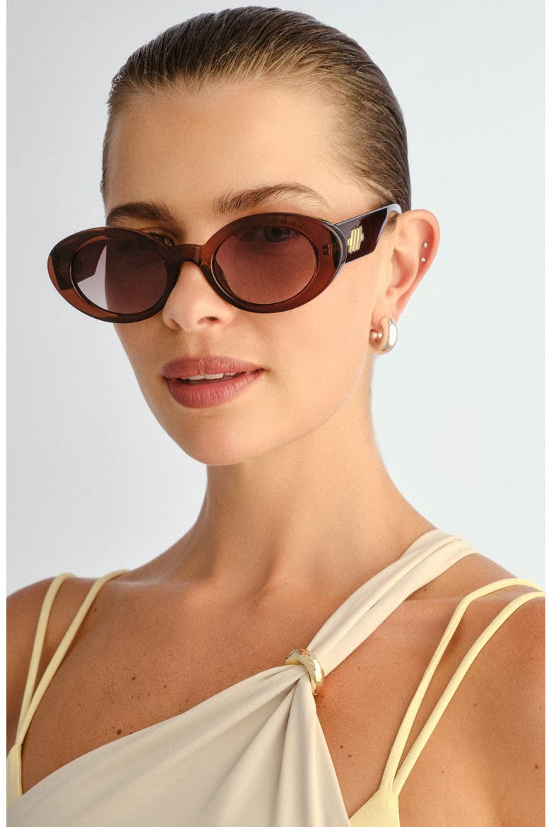 Nouveau Vie 50mm Oval Sunglasses, Alternate, color, CHOCOLATE BROWN