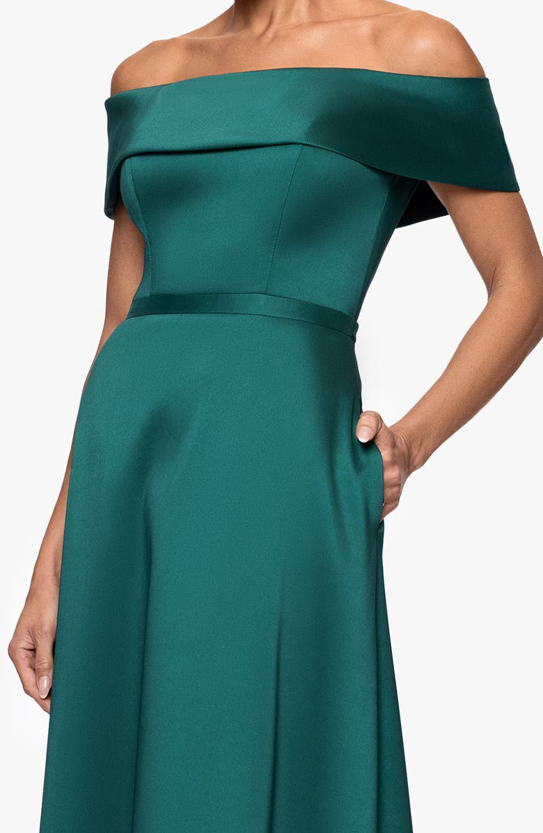 Xscape Evenings Off the Shoulder Mikado Gown, Alternate, color, Pine