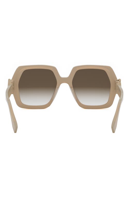 Fendi Eyewear Geometric Frame Sunglasses In Shiny Beige/gradient Brown