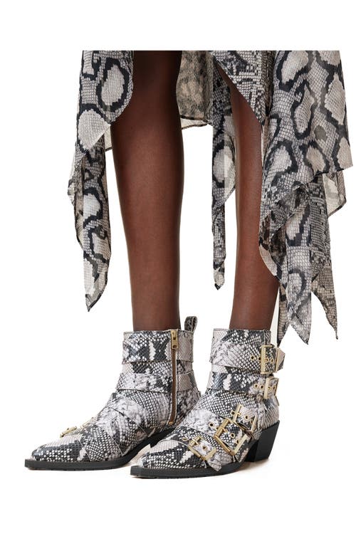 Allsaints Jane Buckle Pointed Toe Boot In Flow Ecru White