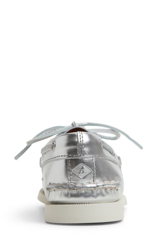 Sperry Authentic Original Two-eye Boat Shoe In Silver Leather Smooth