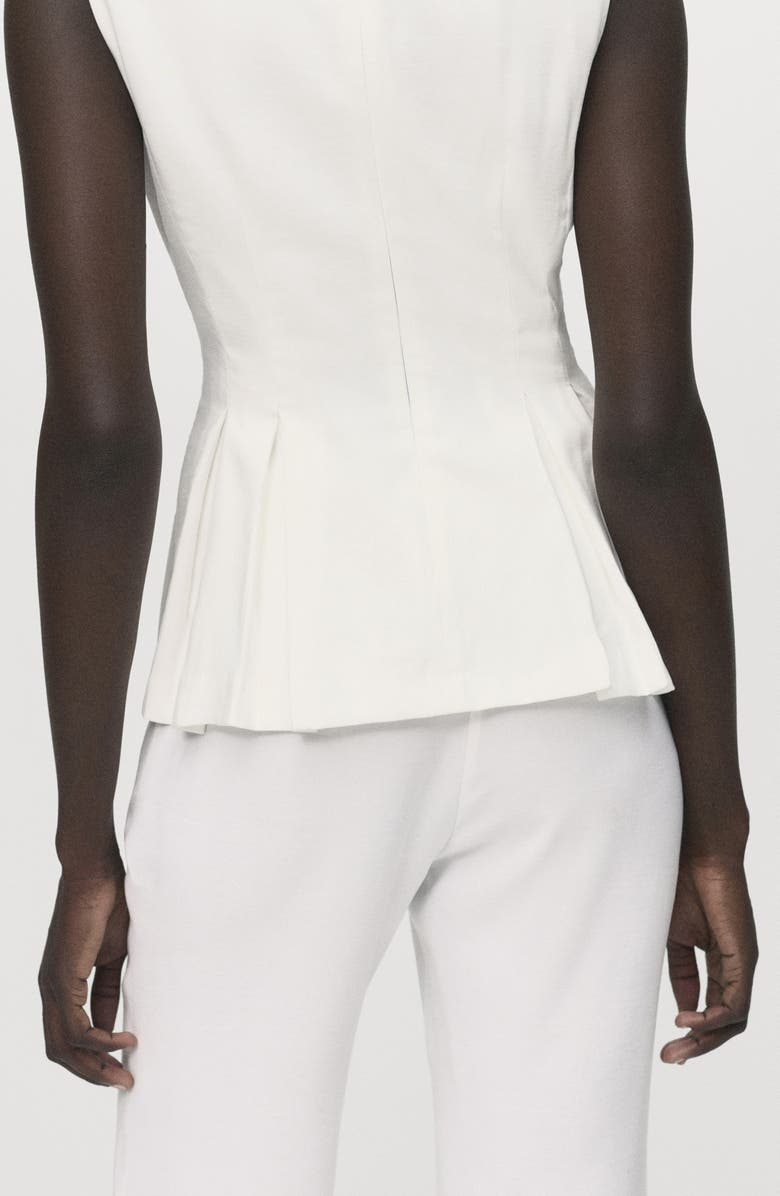MANGO Sleeveless Peplum Top, Alternate, color, White