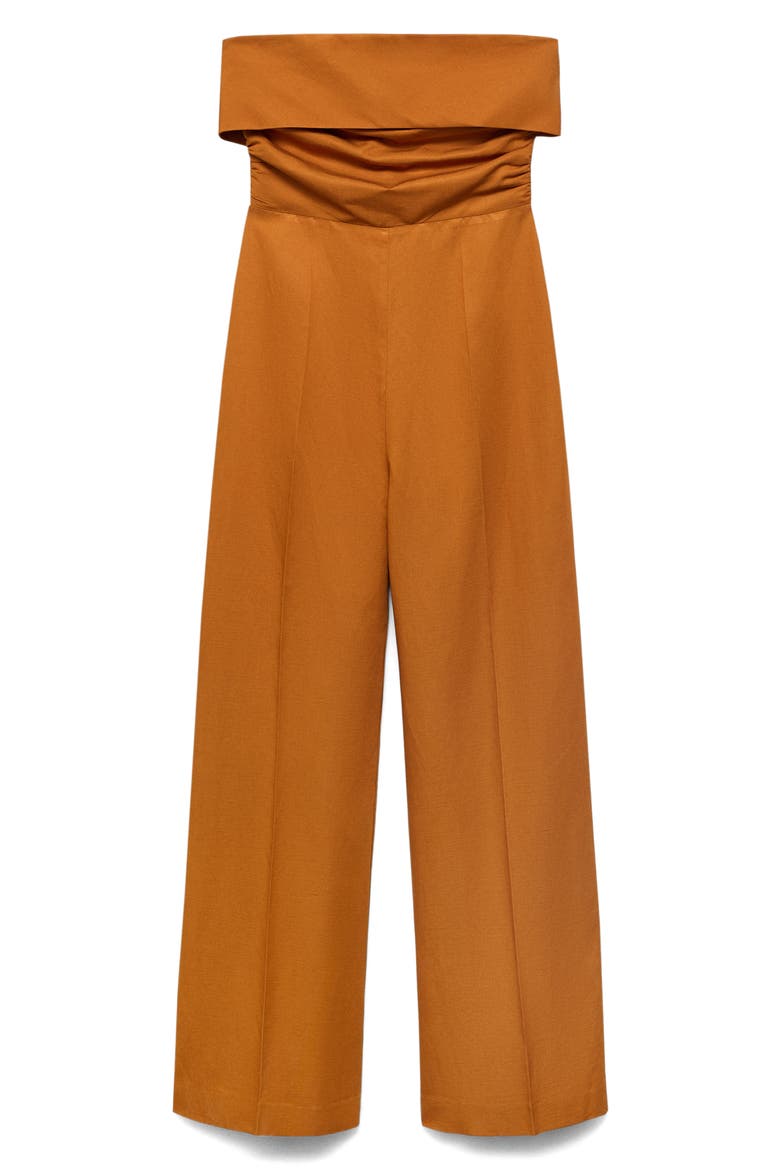 Foldover Strapless Jumpsuit, Alternate, color, BROWN