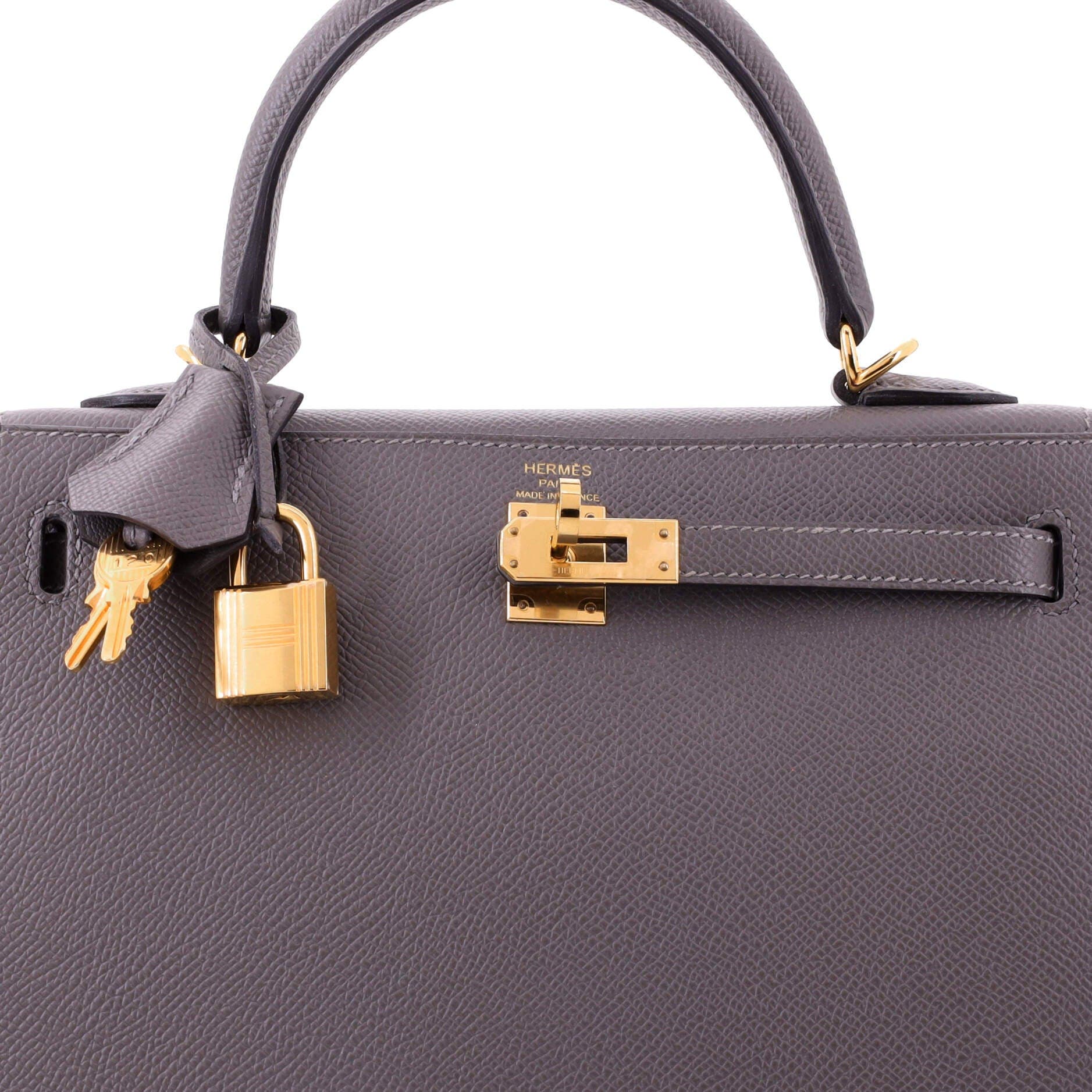 Pre-Owned Hermes Kelly Handbag Grey Epsom with Gold Hardware 25, Alternate, color, Gris Meyer